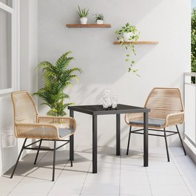 vidaXL Conjunto de Jantar de Jardim com Almofadas Castanho Vime Poliéster