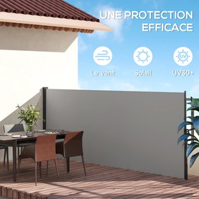 Toldo lateral com proteção contra olhares indiscretos, retrátil, dim. 4,00 m (L) x 1,60 m (A), em alumínio. Poliéster anti-UV de alta densidade, 180 g
