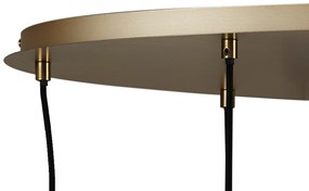 Candeeiro suspenso Art Déco dourado com vidro opalino 9 luzes - Yani