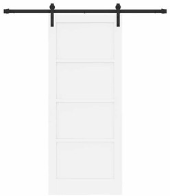 Porta Deslizante com Conjunto de Ferragens Branca 83x202 cm Madeira de