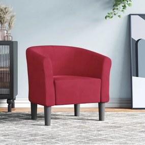 vidaXL Poltrona veludo vermelho tinto