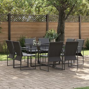 Conjunto de Jantar para Jardim com 10 Peças e Almofadas em Aço e Textilene