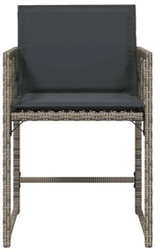Cadeiras de jardim com almofadões 4 pcs vime PE cinzento