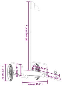 Reboque para bicicleta 122x53x31 cm ferro preto