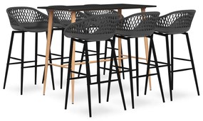 7 pcs conjunto de bar preto e cinzento