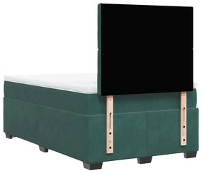 Cama boxspring com colchão 120x190 cm veludo verde-escuro