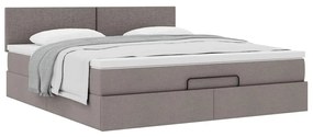 Estrutura de cama otomana com colchão tecido cinzento 160x200cm