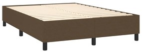 Cama box spring c/ colchão/LED 140x190cm tecido castanho-escuro