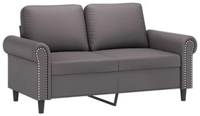 2 pcs conjunto de sofás com almofadas couro artificial cinzento