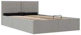 Cama hidráulica c/ arrumação 140x200cm tecido cinza-escuro