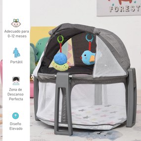 HOMCOM Berço dobrável e portátil para viagem Berço infantil com bolsa de transporte coberta removivel carga 15 kg 70x74x78 cm cinza