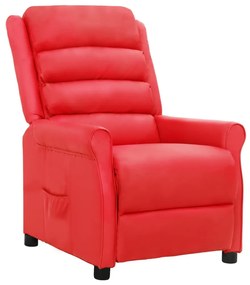 vidaXL Poltrona reclinável couro artificial vermelho
