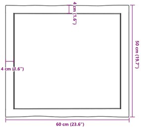 Tampo de mesa com bordas vivas maciço tratado castanho-escuro