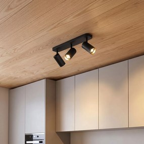 Candeeiro de Teto Moderno Preto 3 Luzes GU10 70mm - Jeana Luxe