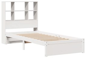 Cama com estante sem colchão 90x190 cm pinho maciço branco