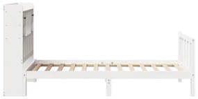 Cama com estante sem colchão 100x200 cm pinho maciço branco