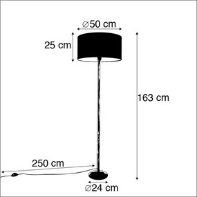 Candeeiro de pé cinzento com sombra cinzenta 50 cm - Simplo Country / Rústico