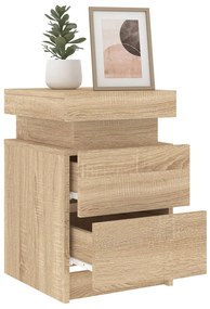 Mesas cabeceira c/ luzes LED 2 pcs 35x39x55 cm carvalho sonoma