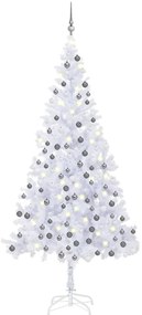 vidaXL Árvore Natal artificial pré-iluminada c/ bolas branco