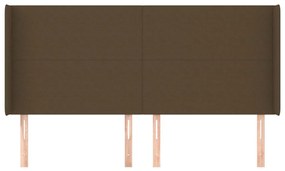 Cabeceira cama c/ abas tecido 163x16x118/128 cm castanho-escuro