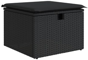 Conjunto de Sofás de Jardim de 9 peças com Almofadas Preto Rattan Poli