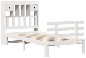 Cama com estante sem colchão 90x190 cm pinho maciço branco