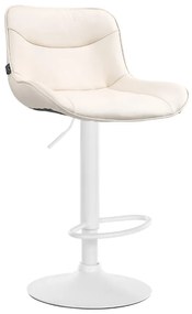Banco alto em couro sintético com estrutura branca 85-106 x 49 x 51 cm cor creme