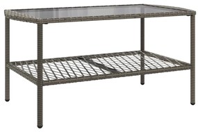 4 pcs conjunto sofás de jardim c/ almofadões vime PE cinzento