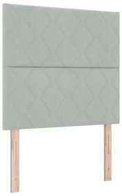 Cama Box Spring com Colchão &amp; Luz LED Cinza Claro 90x190 cm Veludo