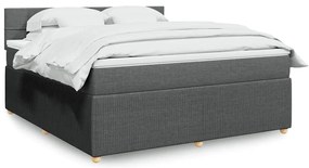 vidaXL Cama com molas/colchão 180x200 cm tecido cinzento-escuro