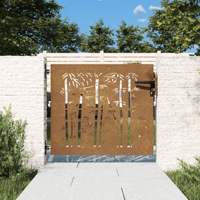 vidaXL Portão de jardim 85x100 cm aço corten design bambu