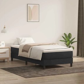 vidaXL Cama com molas/colchão preto 80x210 cm veludo