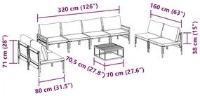 Conjunto de Sofá de Jardim 9 pcs Cinzento-escuro Aço