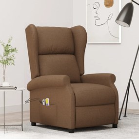 vidaXL Poltrona de massagens elétrica tecido castanho