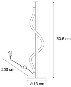 Candeeiro de Mesa Moderno Preto Incl. LED Regulável em 3 Níveis - Twirl Moderno