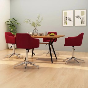vidaXL Cadeiras de jantar giratórias 4 pcs tecido vermelho tinto