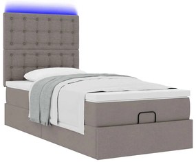 Estrutura de cama otomana com colchão tecido cinzento 100x200cm
