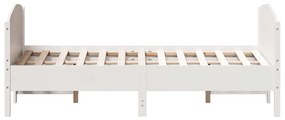 Cama sem colchão 160x200 cm madeira de pinho maciça branco