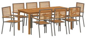 Conjunto de Jantar para Jardim 9 pcs Cinzeto 180 x 90 x 75 cm
