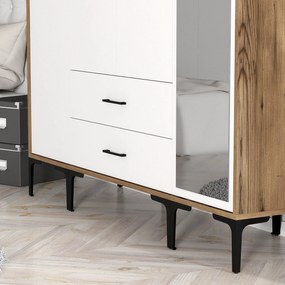Roupeiro Kumsal STR – Nogueira e Branco – 160x47,5x201,4 cm