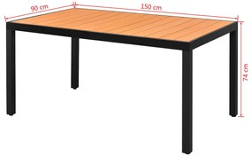 Mesa de jardim em alumínio e WPC 150x90x74 cm castanho