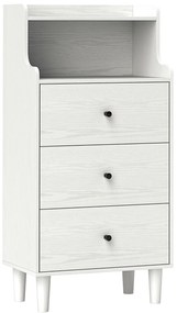 HOMCOM Cómoda com 3 Gavetas Cómoda de Quarto Estreita com Prateleiras Abertas Anti-Tombo Gaveteiro Alto 47x29x95 cm Branco Acinzentado