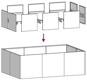 Vaso floreira 120x80x40 cm aço branco