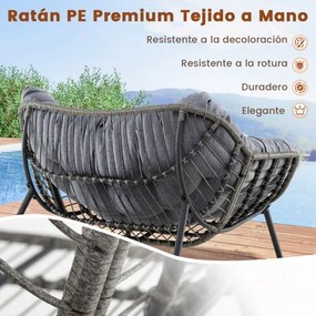 Poltrona de baloiço jardim ou sala com almofada grossa e removível extragrande Poltrona relaxante Cinzenta