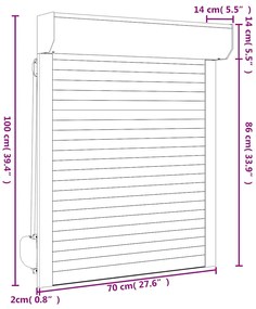 Persiana de enrolar em alumínio 70x100 cm branco