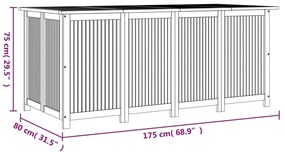 Caixa de arrumação para jardim 175x80x75 cm acácia maciça