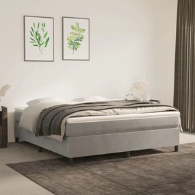 vidaXL Estrutura de cama com molas 160x200 cm veludo cinzento-claro