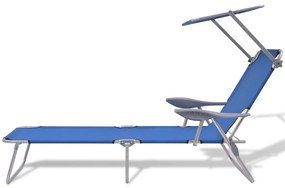 Espreguiçadeira com toldo aço azul