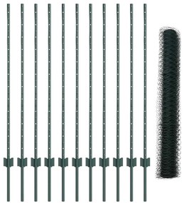 Conjunto de Cerca de Jardim Conjunto de 2 Verde Metal Grande