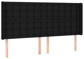 Cabeceira de cama c/ luzes LED tecido 203x16x118/128 cm preto